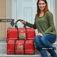 Tonga Christmas Travel Bag with Sea Turtle Coral Reef Design Snowflake Pattern and National Emblem TS04 - Polynesian Pride