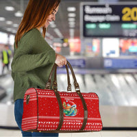 Tonga Christmas Travel Bag with Sea Turtle Coral Reef Design Snowflake Pattern and National Emblem TS04 - Polynesian Pride