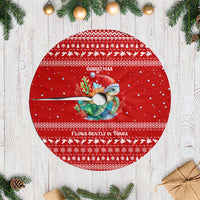 Tonga Christmas Tree Skirt with Sea Turtle Coral Reef Design Snowflake Pattern and National Emblem TS04 Casual Red White - Polynesian Pride