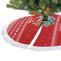 Tonga Christmas Tree Skirt with Sea Turtle Coral Reef Design Snowflake Pattern and National Emblem TS04 - Polynesian Pride