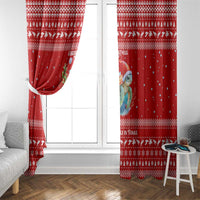 Tonga Christmas Window Curtain with Sea Turtle Coral Reef Design Snowflake Pattern and National Emblem TS04 - Polynesian Pride