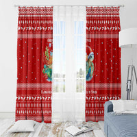 Tonga Christmas Window Curtain with Sea Turtle Coral Reef Design Snowflake Pattern and National Emblem TS04 - Polynesian Pride