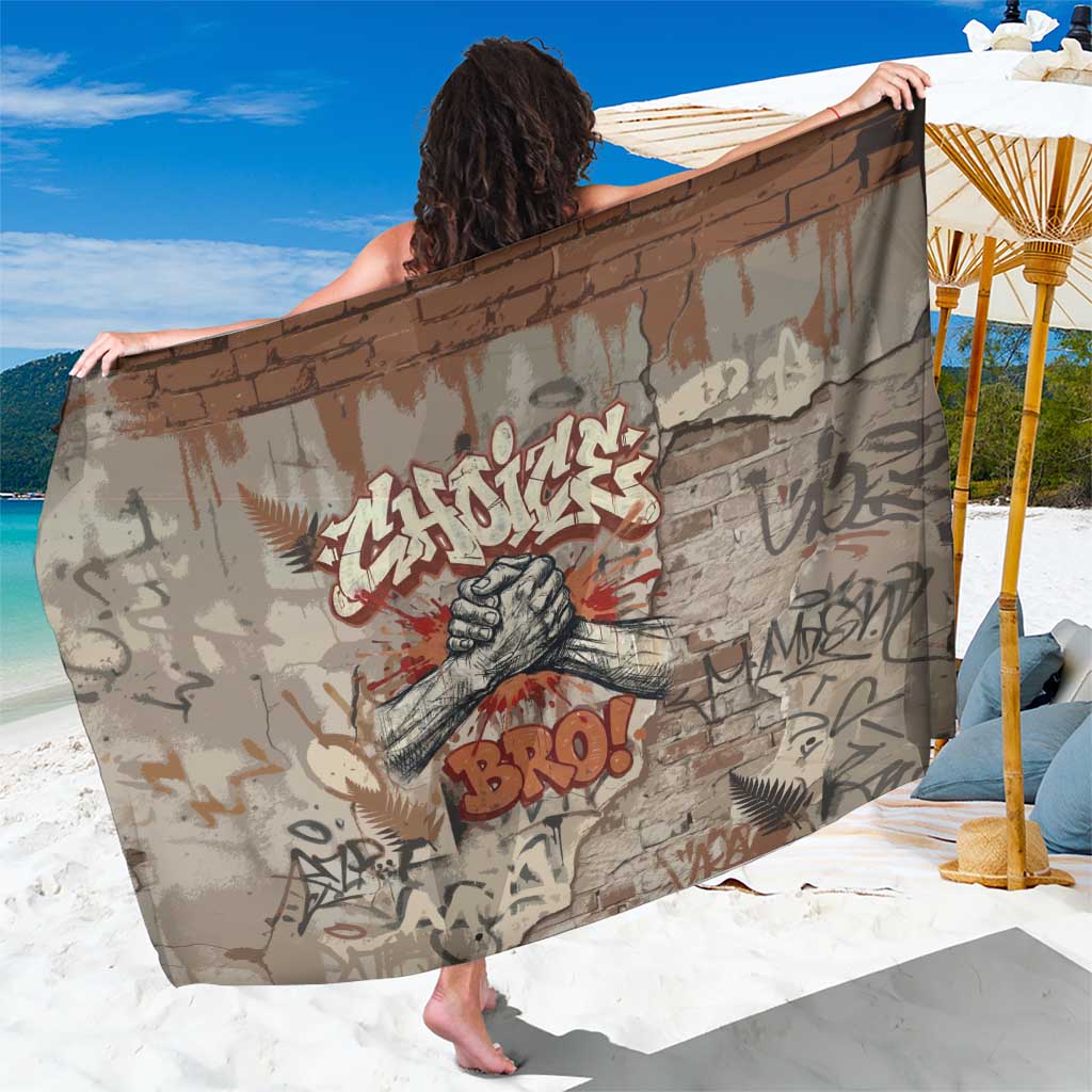 Choice Bro Graffiti Handshake Sarong New Zealand Slang Fern Brick Wall and Urban Street Art TS04 One Size 44 x 66 inches Multicolor - Polynesian Pride