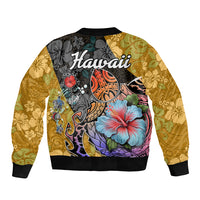 Hawaii Polynesian Bomber Jacket Turtles and Hibiscus Flower Gradient Pattern TS04 - Polynesian Pride