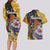 Hawaii Polynesian Couples Matching Long Sleeve Bodycon Dress and Hawaiian Shirt Turtles and Hibiscus Flower Gradient Pattern TS04 - Polynesian Pride