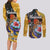 Hawaii Polynesian Couples Matching Long Sleeve Bodycon Dress and Long Sleeve Button Shirts Turtles and Hibiscus Flower Gradient Pattern TS04 - Polynesian Pride