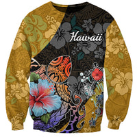 Hawaii Polynesian Sweatshirt Turtles and Hibiscus Flower Gradient Pattern TS04 Unisex Multicolor - Polynesian Pride