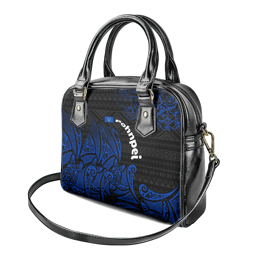Pohnpei Federated States Of Micronesia Shoulder Handbag Polynesian Tribal Heritage Art With Blue Island Tattoo Patterns TS04 - Polynesian Pride