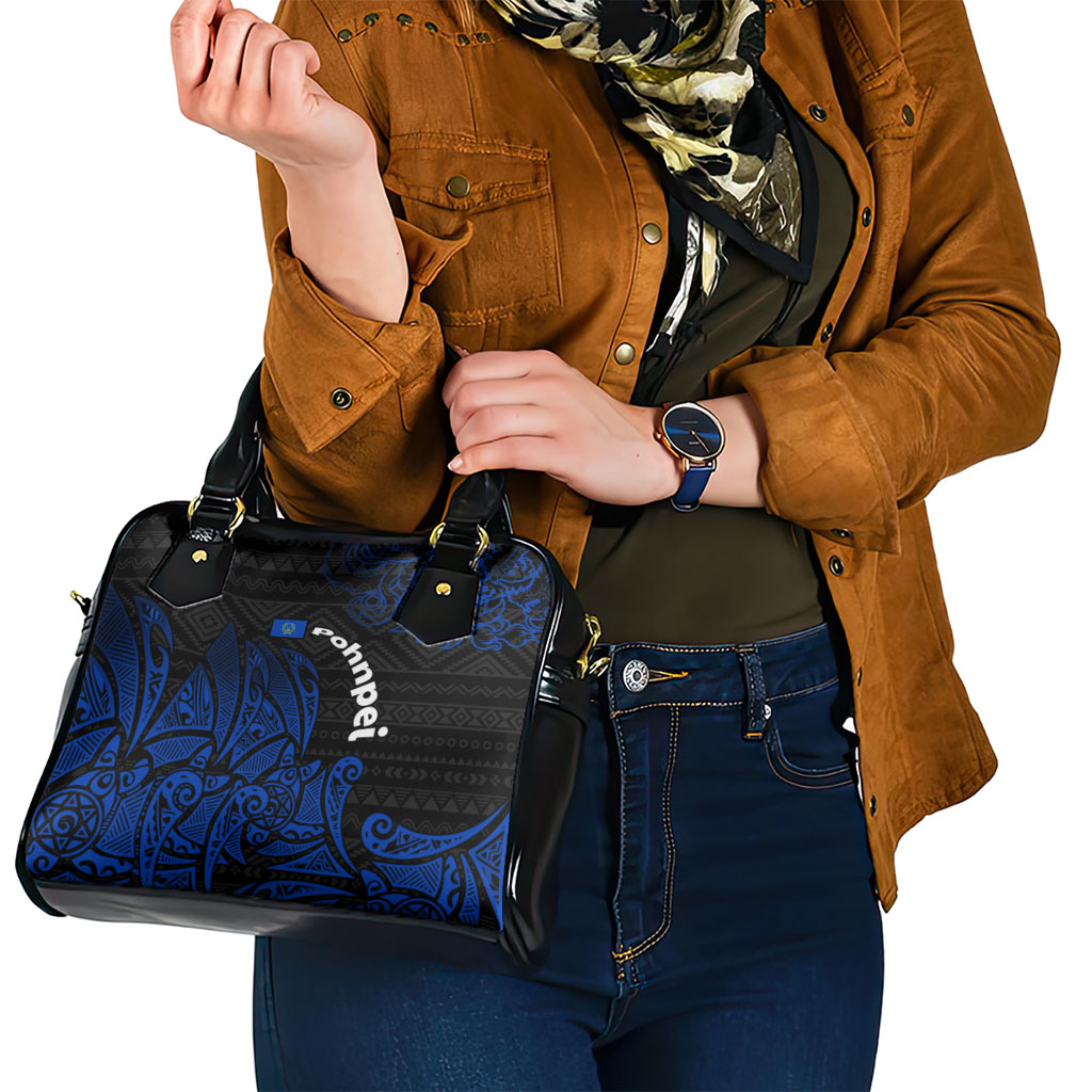 Pohnpei Federated States Of Micronesia Shoulder Handbag Polynesian Tribal Heritage Art With Blue Island Tattoo Patterns TS04 - Polynesian Pride
