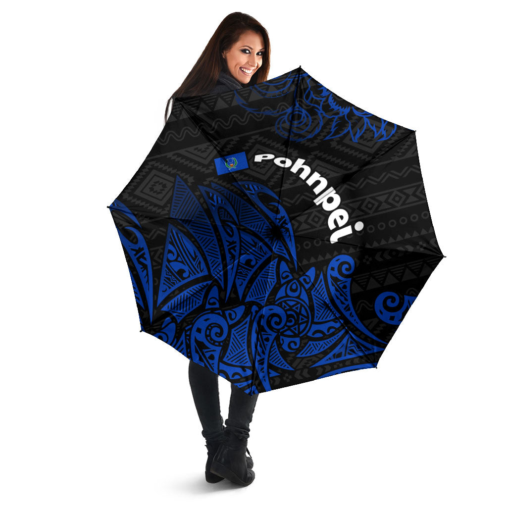 Pohnpei Federated States Of Micronesia Umbrella Polynesian Tribal Heritage Art With Blue Island Tattoo Patterns TS04 - Polynesian Pride