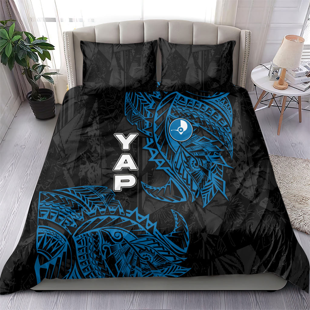 Yap Island Tribal Heritage Bedding Set Micronesian Polynesian Tattoo Pattern Blue Black Cultural Art TS04 - Polynesian Pride