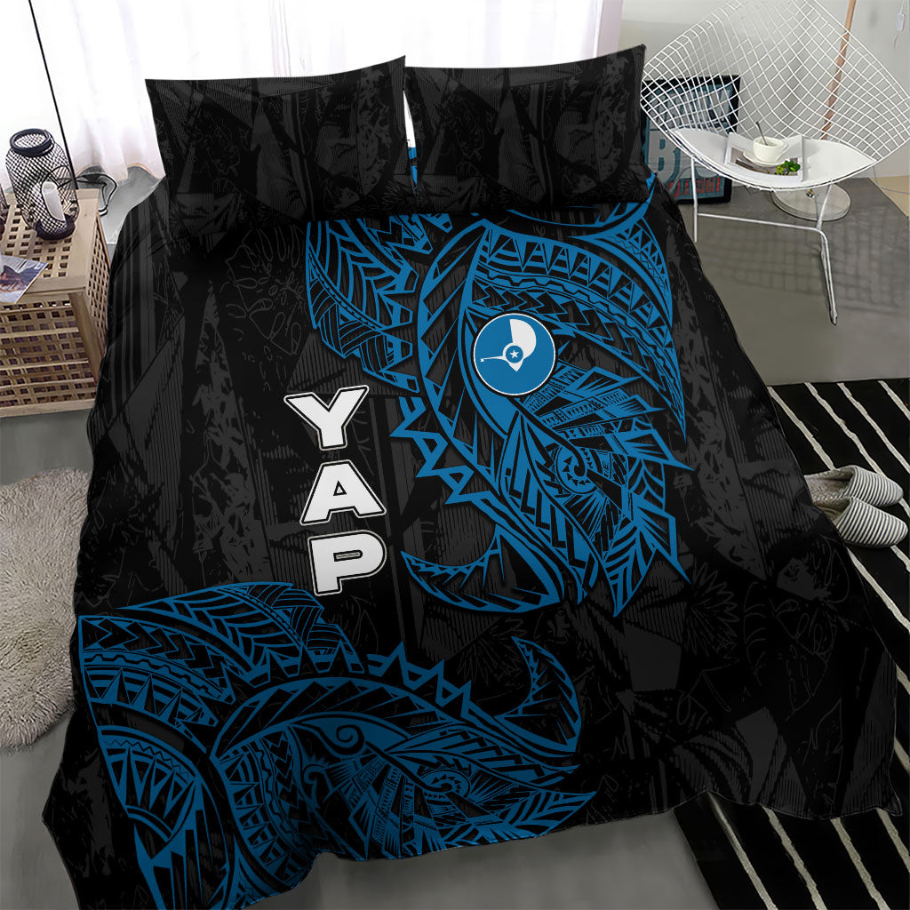 Yap Island Tribal Heritage Bedding Set Micronesian Polynesian Tattoo Pattern Blue Black Cultural Art TS04 - Polynesian Pride