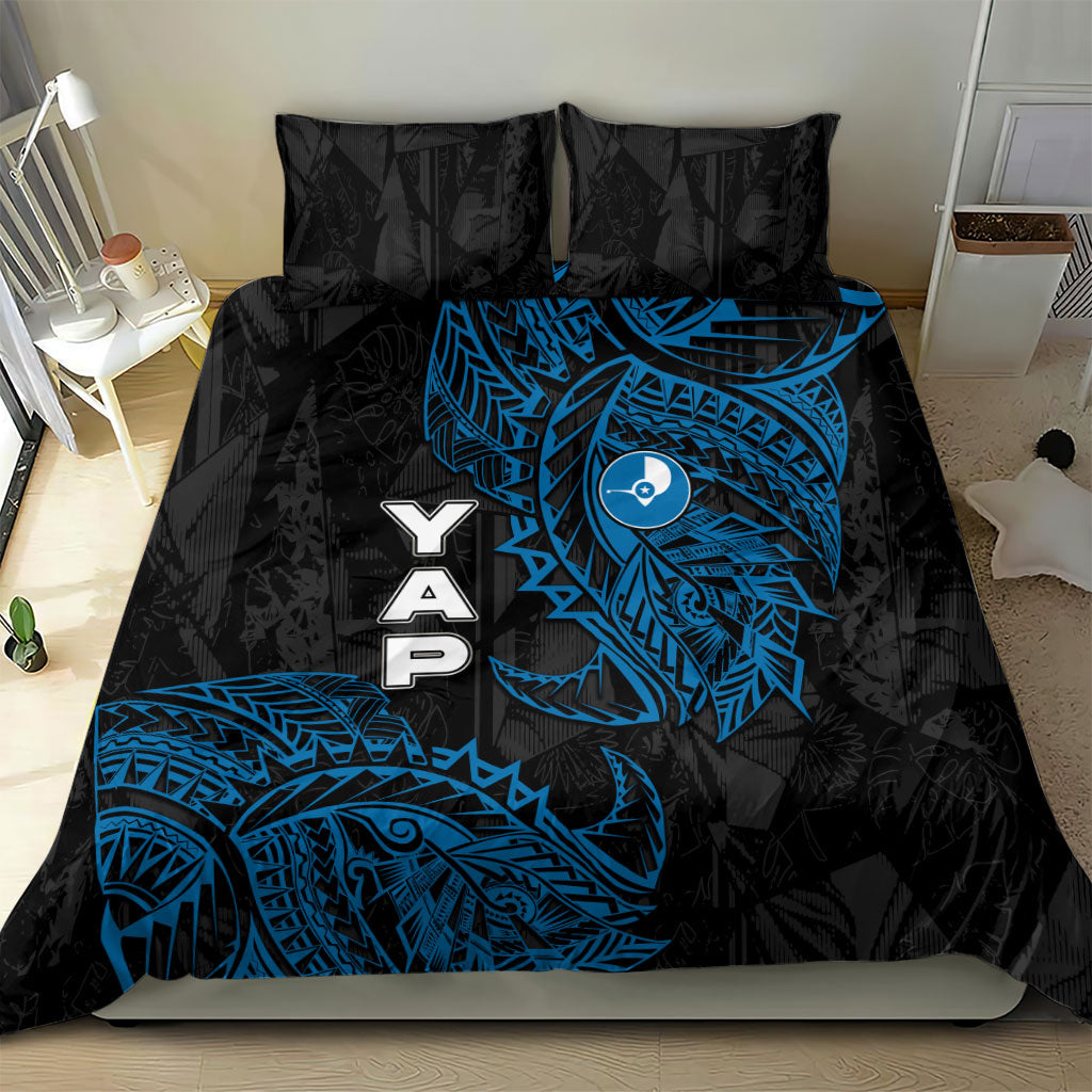 Yap Island Tribal Heritage Bedding Set Micronesian Polynesian Tattoo Pattern Blue Black Cultural Art TS04 - Polynesian Pride