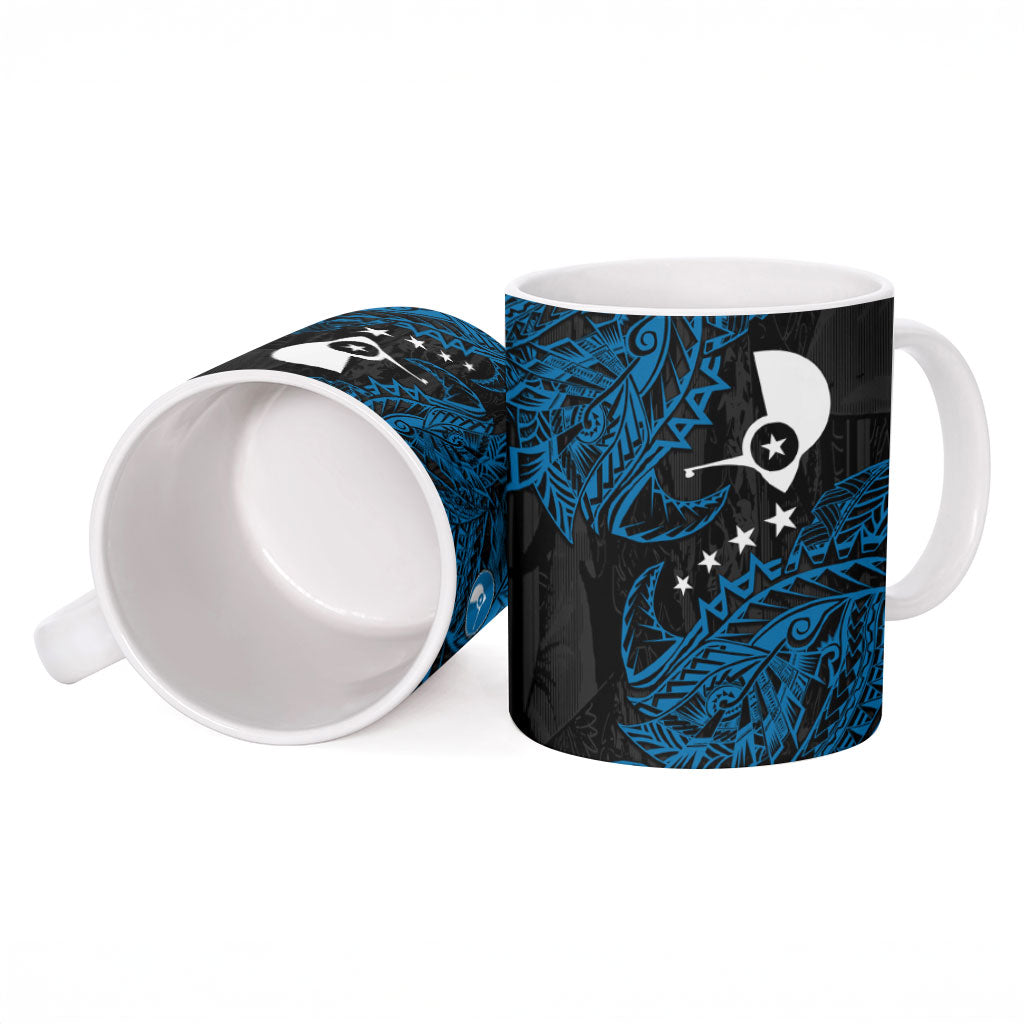 Yap Island Tribal Heritage Ceramic Mug Micronesian Polynesian Tattoo Pattern Blue Black Cultural Art TS04 - Polynesian Pride