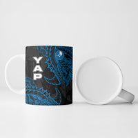 Yap Island Tribal Heritage Ceramic Mug Micronesian Polynesian Tattoo Pattern Blue Black Cultural Art TS04 - Polynesian Pride