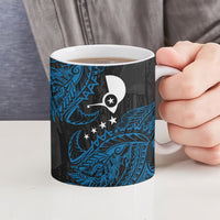 Yap Island Tribal Heritage Ceramic Mug Micronesian Polynesian Tattoo Pattern Blue Black Cultural Art TS04 - Polynesian Pride