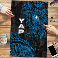 Yap Island Tribal Heritage Puzzle Micronesian Polynesian Tattoo Pattern Blue Black Cultural Art TS04 Black Blue - Polynesian Pride