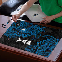 Yap Island Tribal Heritage Puzzle Micronesian Polynesian Tattoo Pattern Blue Black Cultural Art TS04 - Polynesian Pride