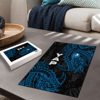 Yap Island Tribal Heritage Puzzle Micronesian Polynesian Tattoo Pattern Blue Black Cultural Art TS04 - Polynesian Pride