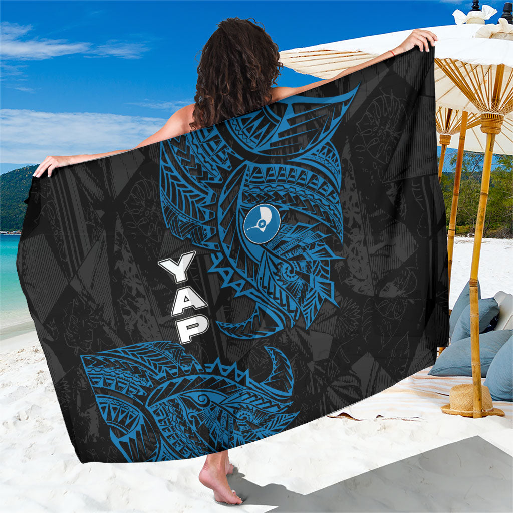 Yap Island Tribal Heritage Sarong Micronesian Polynesian Tattoo Pattern Blue Black Cultural Art TS04 One Size 44 x 66 inches Black Blue - Polynesian Pride