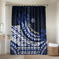 Northern Mariana Islands Saipan Bathroom Set Polynesian Tribal Pattern - Commonwealth Seal Art TS04 Shower Curtain Only Blue White - Polynesian Pride