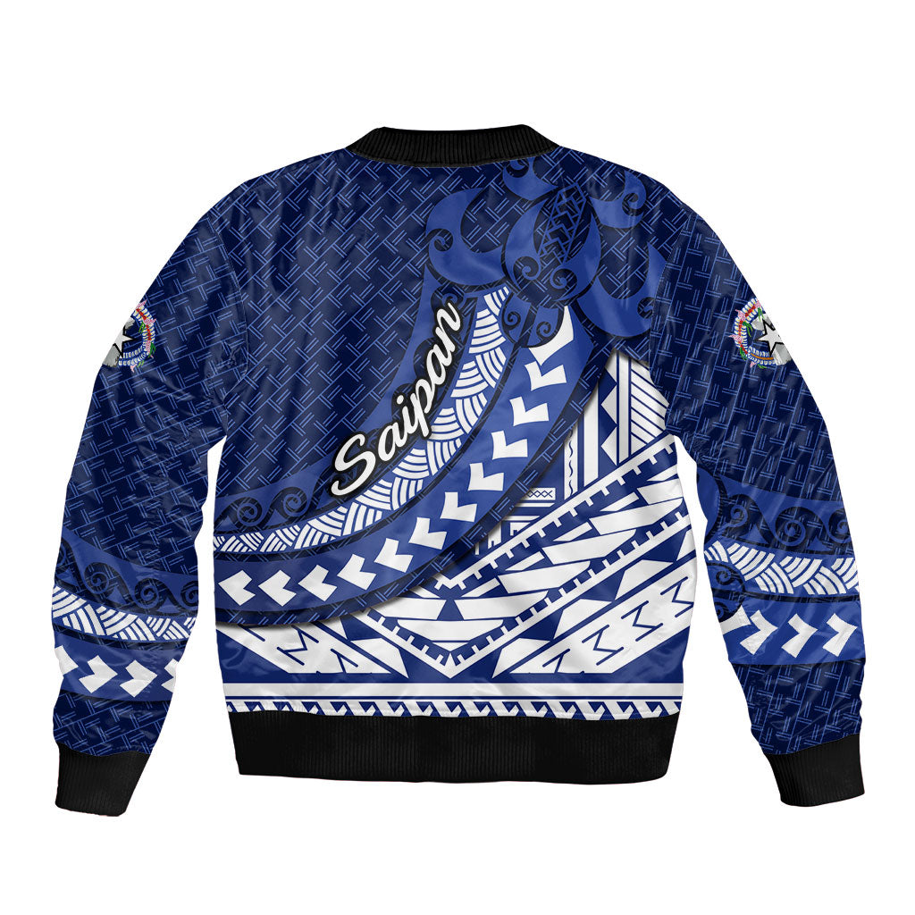 Northern Mariana Islands Saipan Bomber Jacket Polynesian Tribal Pattern - Commonwealth Seal Art TS04 - Polynesian Pride