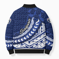 Northern Mariana Islands Saipan Bomber Puffer Jacket Polynesian Tribal Pattern - Commonwealth Seal Art TS04 - Polynesian Pride