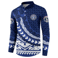 Northern Mariana Islands Saipan Button Sweatshirt Polynesian Tribal Pattern - Commonwealth Seal Art TS04 - Polynesian Pride