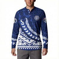 Northern Mariana Islands Saipan Button Sweatshirt Polynesian Tribal Pattern - Commonwealth Seal Art TS04 - Polynesian Pride