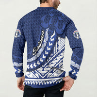 Northern Mariana Islands Saipan Button Sweatshirt Polynesian Tribal Pattern - Commonwealth Seal Art TS04 - Polynesian Pride