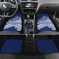 Northern Mariana Islands Saipan Car Mats Polynesian Tribal Pattern - Commonwealth Seal Art TS04 Set 4pcs Blue White - Polynesian Pride