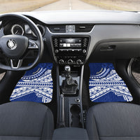 Northern Mariana Islands Saipan Car Mats Polynesian Tribal Pattern - Commonwealth Seal Art TS04 Set 2pcs - Front Blue White - Polynesian Pride