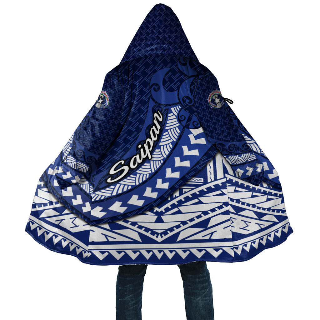 Northern Mariana Islands Saipan Cloak Polynesian Tribal Pattern - Commonwealth Seal Art TS04 Unisex Blue White - Polynesian Pride