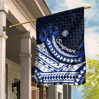 Northern Mariana Islands Saipan Garden Flag Polynesian Tribal Pattern - Commonwealth Seal Art TS04 House Flag Blue White - Polynesian Pride