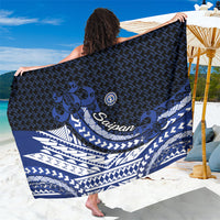 Northern Mariana Islands Saipan Sarong Polynesian Tribal Pattern - Commonwealth Seal Art TS04 One Size 44 x 66 inches Blue White - Polynesian Pride