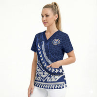 Northern Mariana Islands Saipan Scrub Top Polynesian Tribal Pattern - Commonwealth Seal Art TS04 - Polynesian Pride