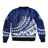 Northern Mariana Islands Saipan Sleeve Zip Bomber Jacket Polynesian Tribal Pattern - Commonwealth Seal Art TS04 - Polynesian Pride