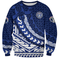 Northern Mariana Islands Saipan Sweatshirt Polynesian Tribal Pattern - Commonwealth Seal Art TS04 Unisex Blue White - Polynesian Pride