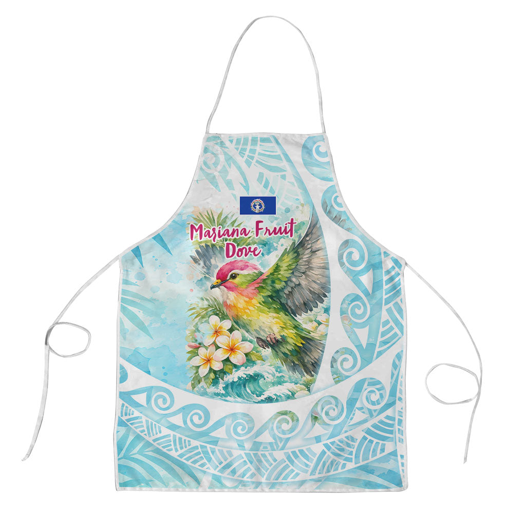 Saipan CMNI Apron Polynesian Northern Mariana Islands Fruit Dove Watercolor TS04 Blue White - Polynesian Pride