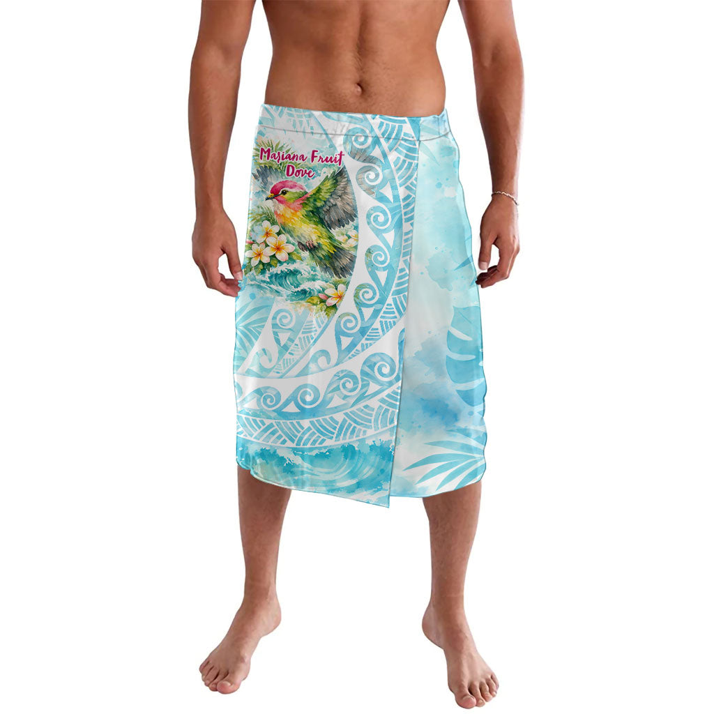 Saipan CMNI Lavalava Polynesian Northern Mariana Islands Fruit Dove Watercolor TS04 Blue White - Polynesian Pride