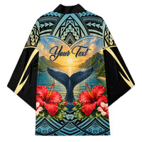 Personalized Masefau American Samoa Whale Kimono Polynesian Tribal Pattern Tropical Hibiscus TS04 - Polynesian Pride