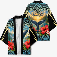 Personalized Masefau American Samoa Whale Kimono Polynesian Tribal Pattern Tropical Hibiscus TS04 - Polynesian Pride