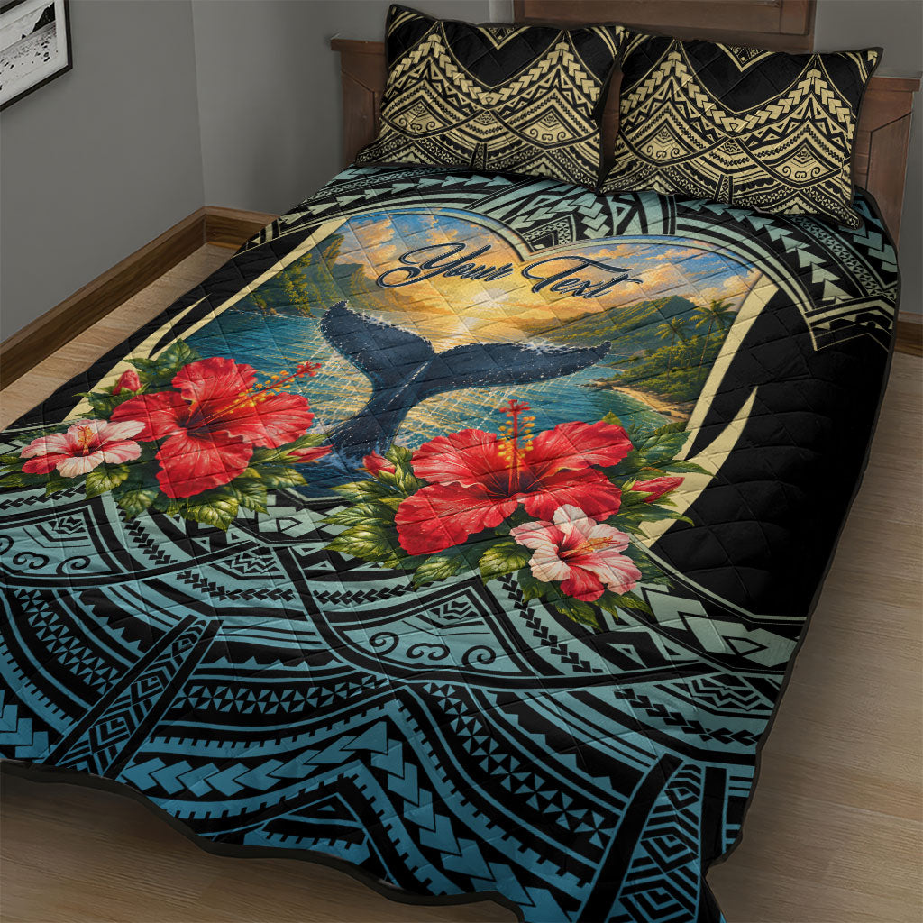 Personalized Masefau American Samoa Whale Quilt Bed Set Polynesian Tribal Pattern Tropical Hibiscus TS04 - Polynesian Pride
