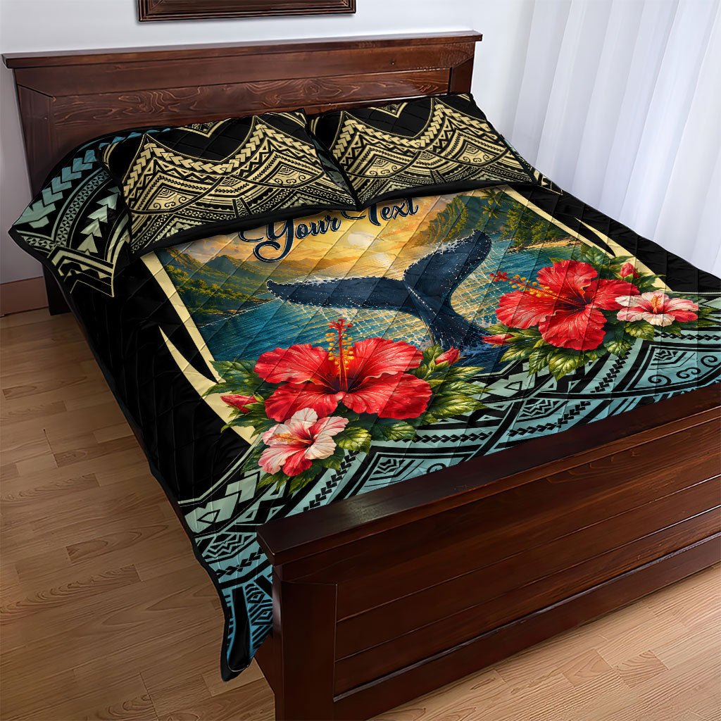 Personalized Masefau American Samoa Whale Quilt Bed Set Polynesian Tribal Pattern Tropical Hibiscus TS04 - Polynesian Pride