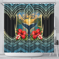 Personalized Masefau American Samoa Whale Shower Curtain Polynesian Tribal Pattern Tropical Hibiscus TS04 - Polynesian Pride
