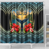 Personalized Masefau American Samoa Whale Shower Curtain Polynesian Tribal Pattern Tropical Hibiscus TS04 - Polynesian Pride
