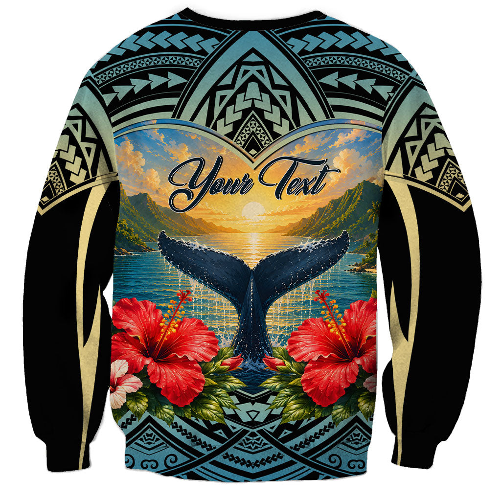 Personalized Masefau American Samoa Whale Sweatshirt Polynesian Tribal Pattern Tropical Hibiscus TS04 - Polynesian Pride