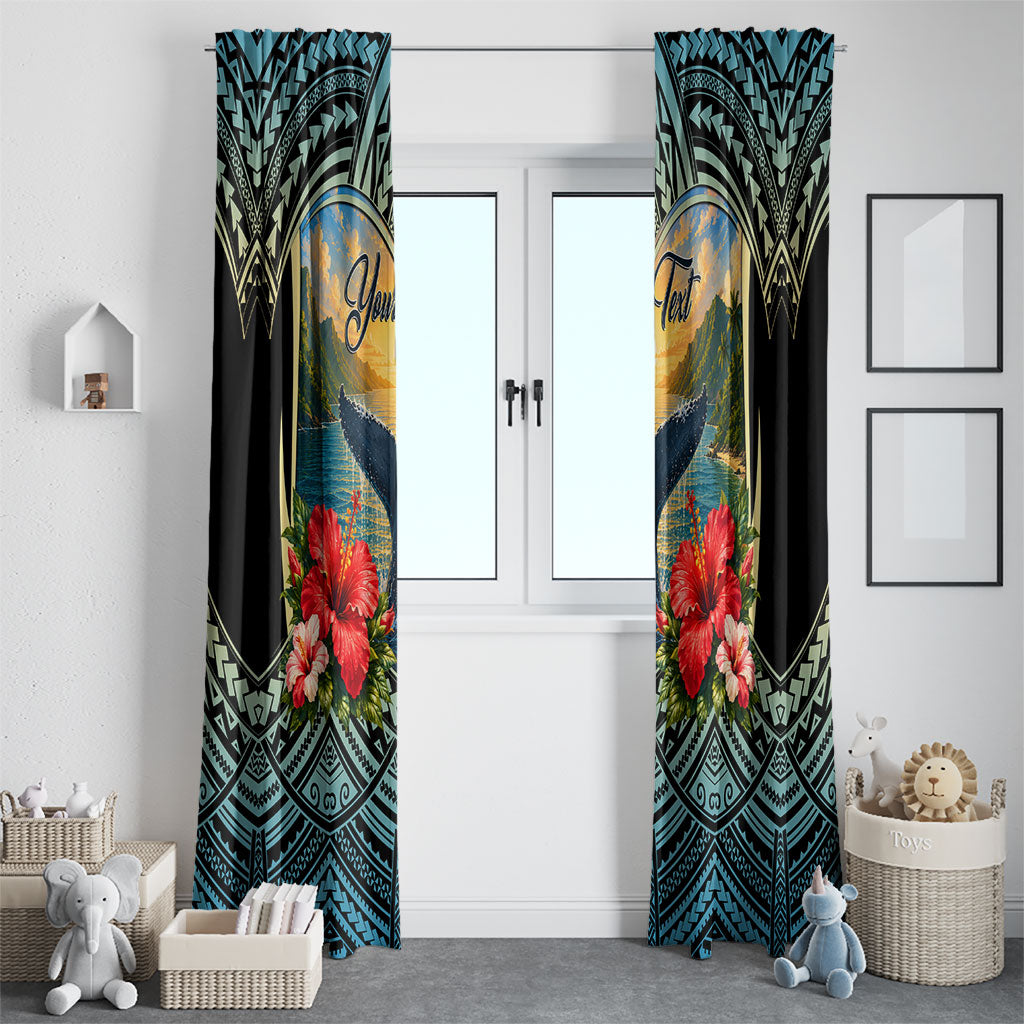 Personalized Masefau American Samoa Whale Window Curtain Polynesian Tribal Pattern Tropical Hibiscus TS04 - Polynesian Pride