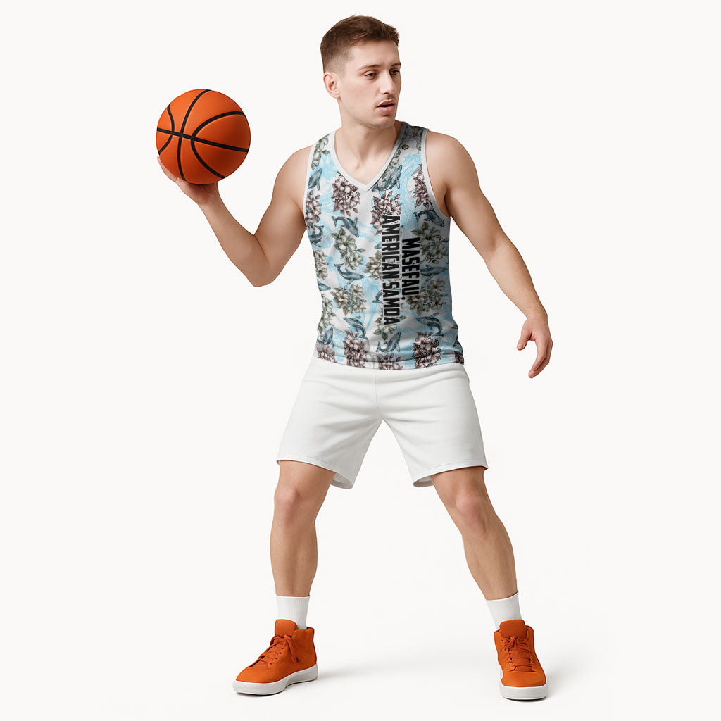 Personalized Masefau American Samoa Basketball Jersey Vintage Whale Hibiscus Ocean Waves TS04 - Polynesian Pride