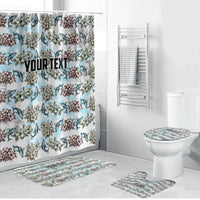 Personalized Masefau American Samoa Bathroom Set Vintage Whale Hibiscus Ocean Waves TS04 Bathroom Set (4 pcs) White Blue - Polynesian Pride